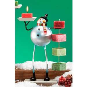 Pack of 4 Metal Table Top Christmas Snowman Candle on Rope Holders 10 