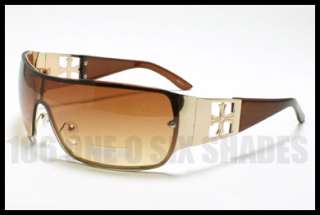 CROSS Designers Classic Shield Sunglasses Rimless Wrap Around, GOLD 