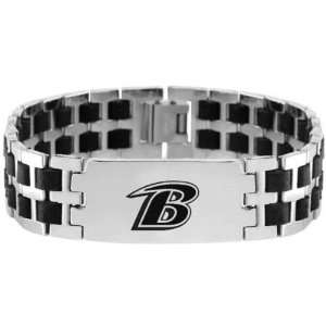    Baltimore Ravens Steel & Rubber Link ID Bracelet