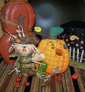 Primitive Fall Scarecrow Pumpkin Doll Ornie Pattern 116  