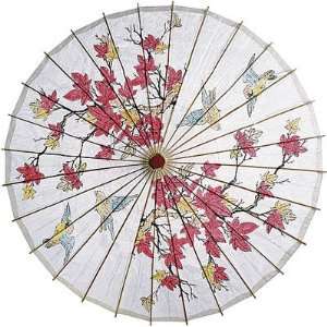    Birds and Maple Leaves 33 Inch Paper Parasol