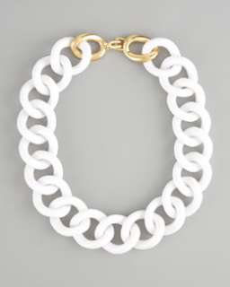 Y0ZPW Kenneth Jay Lane Chunky Resin Link Necklace, White