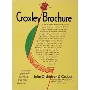   Croxley Brochure Printing Paper Deckle Print Ad   Original Print Ad