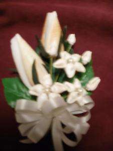 Wedding seashell rose beach theme white ivory corsage  