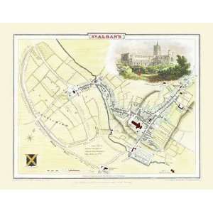  Cole and Roper Map of St Albans 1810 Colour Print of St Albans 