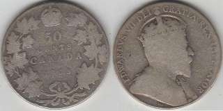 1908 Canada Silver Half Dollar  