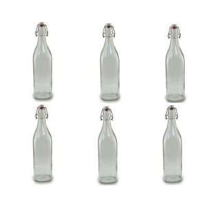  Set of 6 Clear Glass Swing Bottles   13 Tall and 1 Liter 