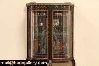 Curved Glass 1895 Antique Vitrine or Curio Display Cabinet  