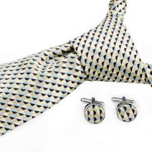  Designer Yellow Color Tie With Matching Cufflinks 