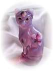 Fenton Art Glass USA Stylized Cat Poppies Blush Rose Figurine NIB