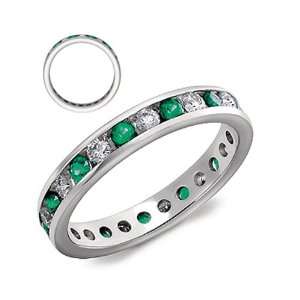   Cleopatra   Sterling Silver Emerald Eternity Band in Size 6 Jewelry