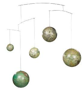Old World Terrestrial Globe Mobile Hanging Decor Mercator Hondius 