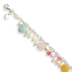   Carnelian/Qtz/Jade/Crystals/Cult Multicolor Pearl Bracelet Jewelry