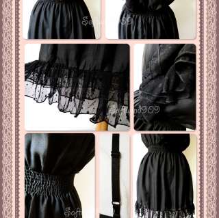 NEW Black Polka Dot Mesh Lace Ruffle Trim Simple CUTE CHIC Sun Dress 