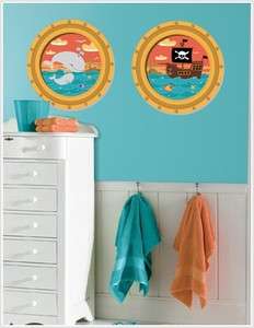 New PIRATES SHIP WALL WINDOWS DECALS Whale Stickers Boys Nursery Ocean 