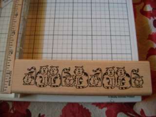   Kitten border stamp with 9 cats Love you to bits rubber stamp  