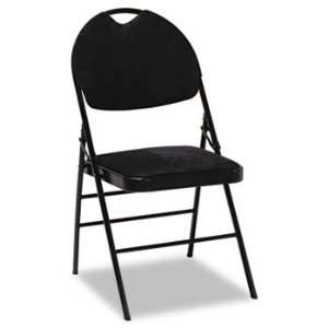  XL Series Fabric Padded Folding Chair, Black Microsuede / Black 
