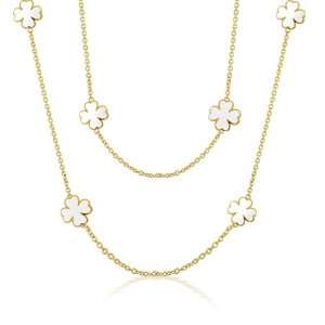    Lauren G Adams Gold Plated White Clover Necklace 42in Jewelry