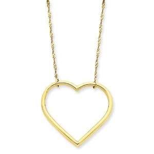  14k Gold 24mm Open Heart Necklace Jewelry