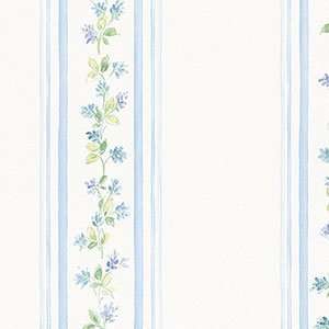  Lilac Stripes Blue and Green on White Wallpaper in Fresh 