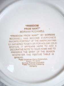 Vintage Norman Rockwell Freedom From Want Pie Plate  