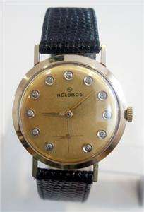 Authentic Swiss Sold 14k Gold HELBROS Mens Winding Watch 1960s in 