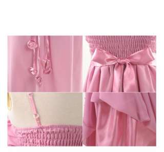 Women Elegant Bow Ribbon Chiffon Dress 8316B,PINK,1 sz  