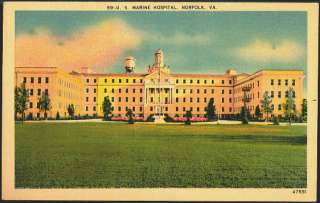 Norfolk Virginia VA 1940s Marine Hospital Vintage Linen Postcard 