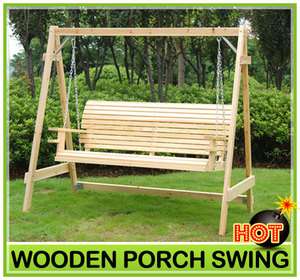   Wood Handmade Porch Swing Garden Hanging Chair W/Hanging Chain  