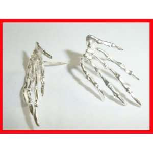   Bone Hand Post Earrings Solid Sterling Silver #1511 