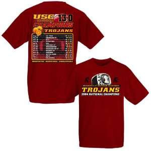 USC Trojans 2004 National Champions Schedule Cardinal Youth T shirt 