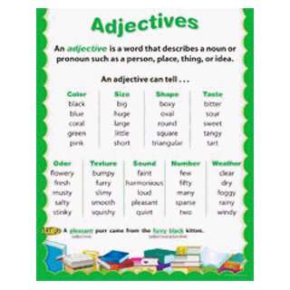  Adjectives Parts Of Speech Chart