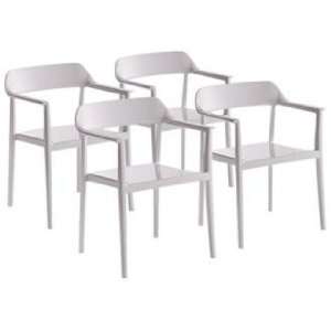  Set of 4 Zuo Delight White Outdoor Dining Chairs