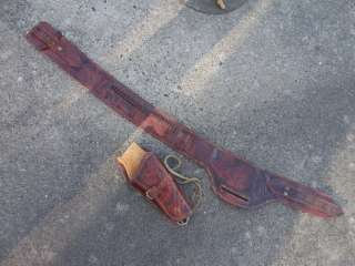 Vintage Hand Tooled Leather Cowboy Belt & Holster Set  