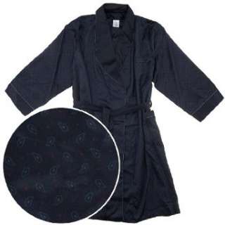  Black Paisley Satin Bath Robe for Men Clothing