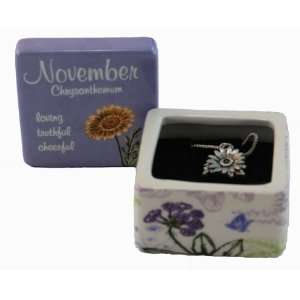 Flower Of The Month Keepsake Box & Necklace   November Jewelry Box and 