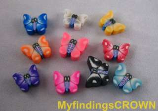 300pcs Mixed colour fimo polymer clay butterfly beads  