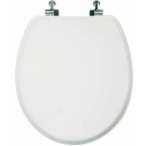   GXCP000 Glaxitz Toilet Seat, Round, Chromed Metal Hinges, Wood, White