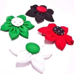  Little Miss Purple Set of 4 Large Fabric Flower Hair Clips 