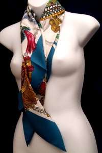 Hermes White/Red/Gold/Blue 100% Authentic Scarf  