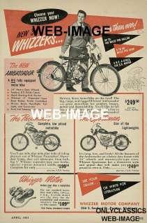 1951 WHIZZER MOTOR BIKE POSTER BICYCLE CYCLE MOTORCYCLE  