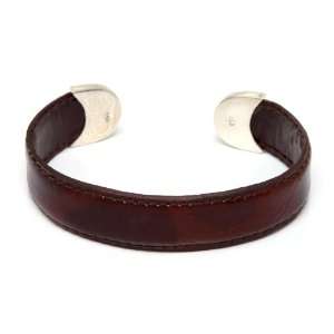  Sterling silver and leather cuff bracelet, Russet Sky Jewelry