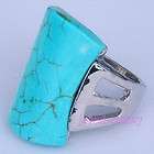 26mm Turquoise drum Bead Silver Plated Ring Size 9