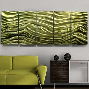 Modern Abstract Green Jewel Toned Office Metal Wall Art Sculpture 