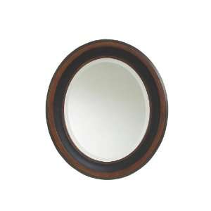  Oval Wall Mirror Transitional Style in Two Tone Black 