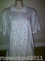 NWT WOMENS KENNETH TOO CASUALS POLO WHITE SHIRT PLAYER GOLF LARGE OR 