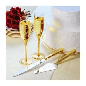 Gold Parisian Romance Champagne Flutes & Cake Server Set  