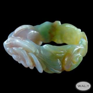 Size 9.25 Carved Multi Color Moss Agate Ring  