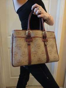 Authentic Large DOONEY & BOURKE Brown/Tan DONEGAL CREST Double Handle 