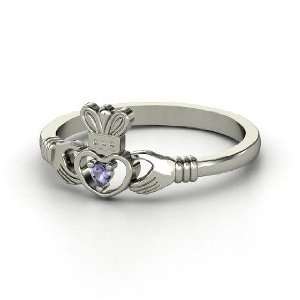  Delicate Claddagh Ring, Sterling Silver Ring with Iolite Jewelry